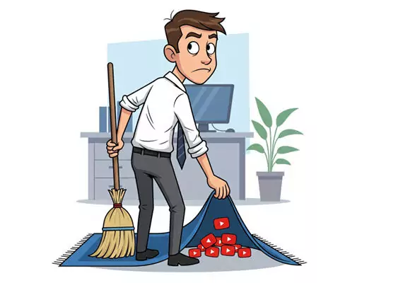 les vidéos youtube sont glissées sous le tapis